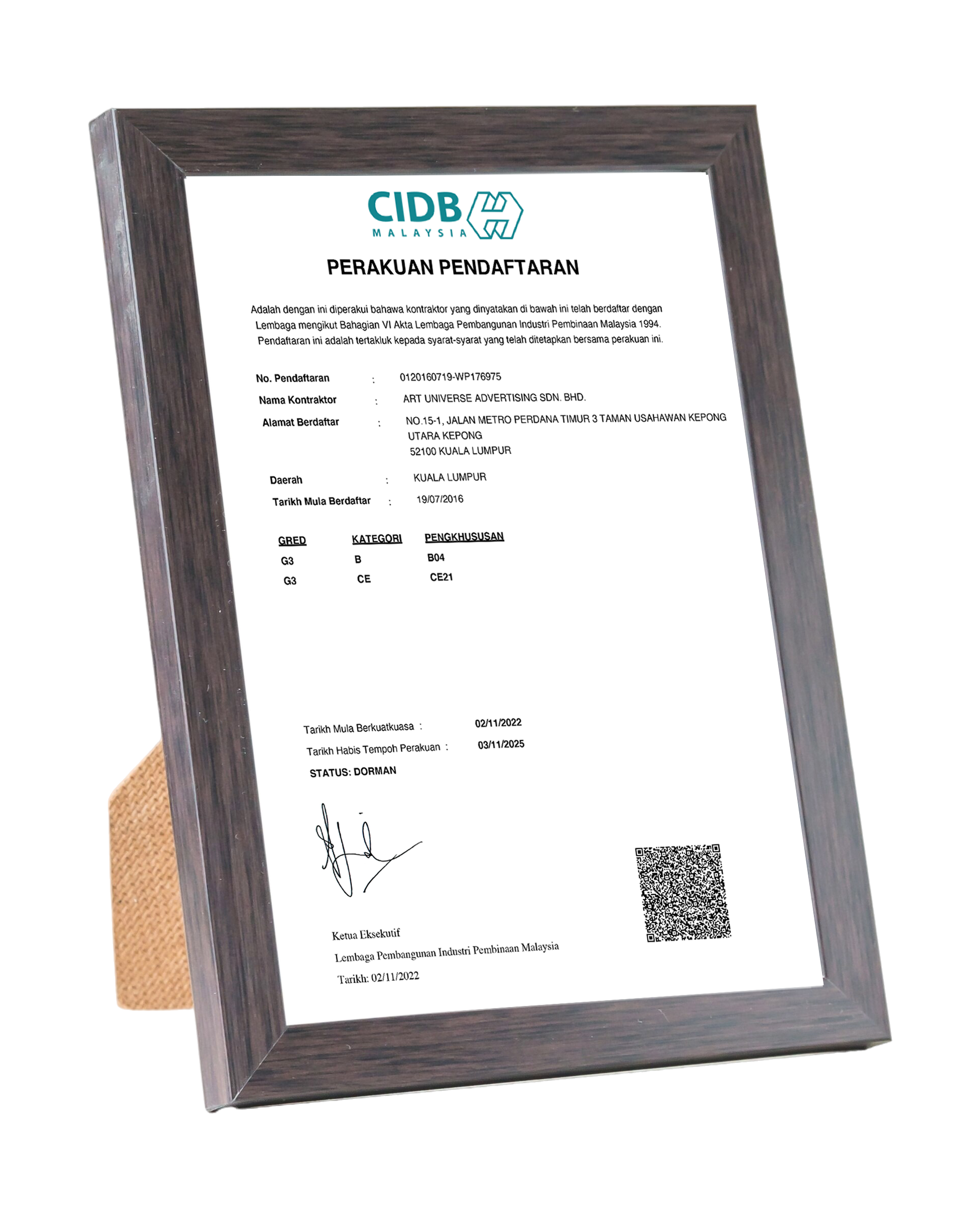 CIDB certificate